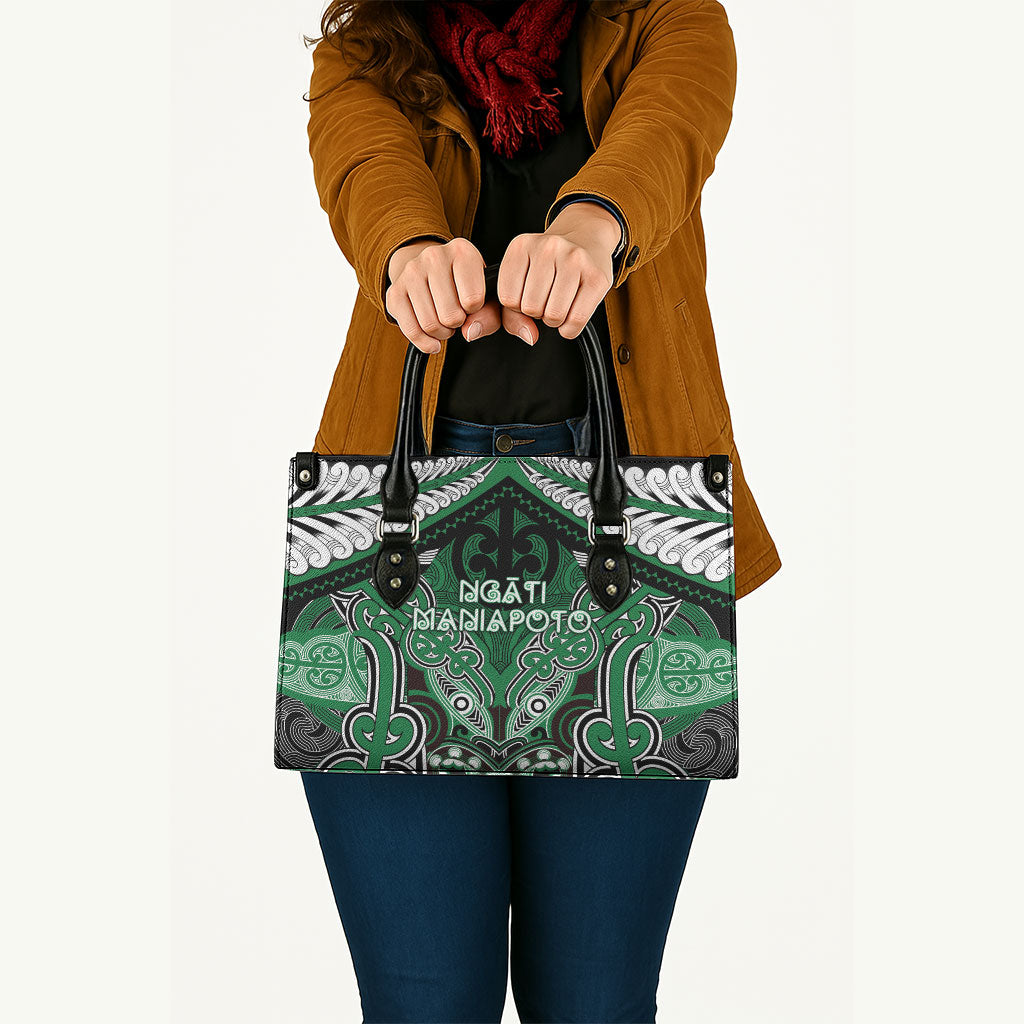 Aotearoa Iwi Ngati Maniapoto Leather Bag Maori Kowhaiwhai Pattern LT19 - Polynesian Pride