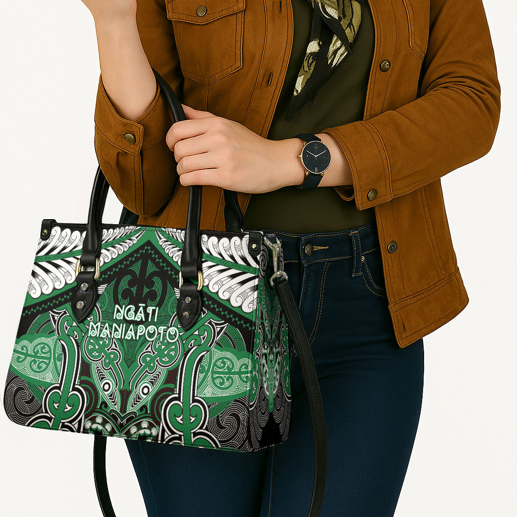 Aotearoa Iwi Ngati Maniapoto Leather Bag Maori Kowhaiwhai Pattern LT19 - Polynesian Pride