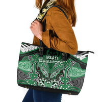 Aotearoa Iwi Ngati Maniapoto Leather Tote Bag Maori Kowhaiwhai Pattern LT19 Green - Polynesian Pride