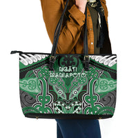 Aotearoa Iwi Ngati Maniapoto Leather Tote Bag Maori Kowhaiwhai Pattern LT19 - Polynesian Pride