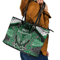 Aotearoa Iwi Ngati Maniapoto Leather Tote Bag Maori Kowhaiwhai Pattern LT19 - Polynesian Pride