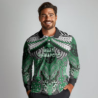 Aotearoa Iwi Ngati Maniapoto Personalised Long Sleeve Polo Shirt Maori Kowhaiwhai Pattern LT19 - Polynesian Pride