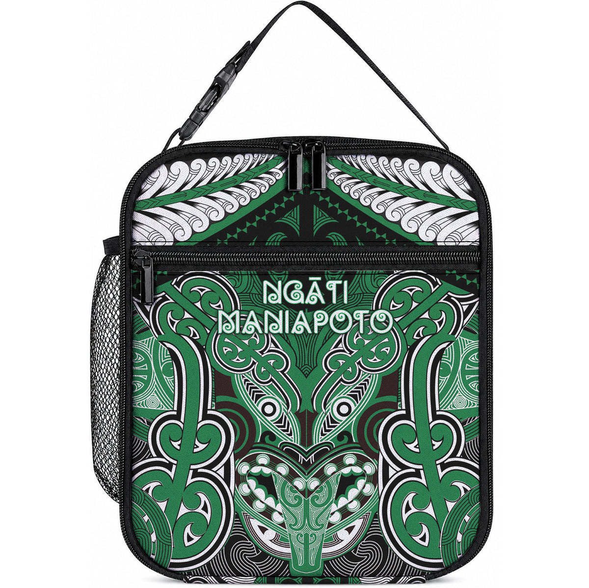 Aotearoa Iwi Ngati Maniapoto Lunch Bag Maori Kowhaiwhai Pattern LT19 10.2 × 8.3 × 4.3 inch Green - Polynesian Pride