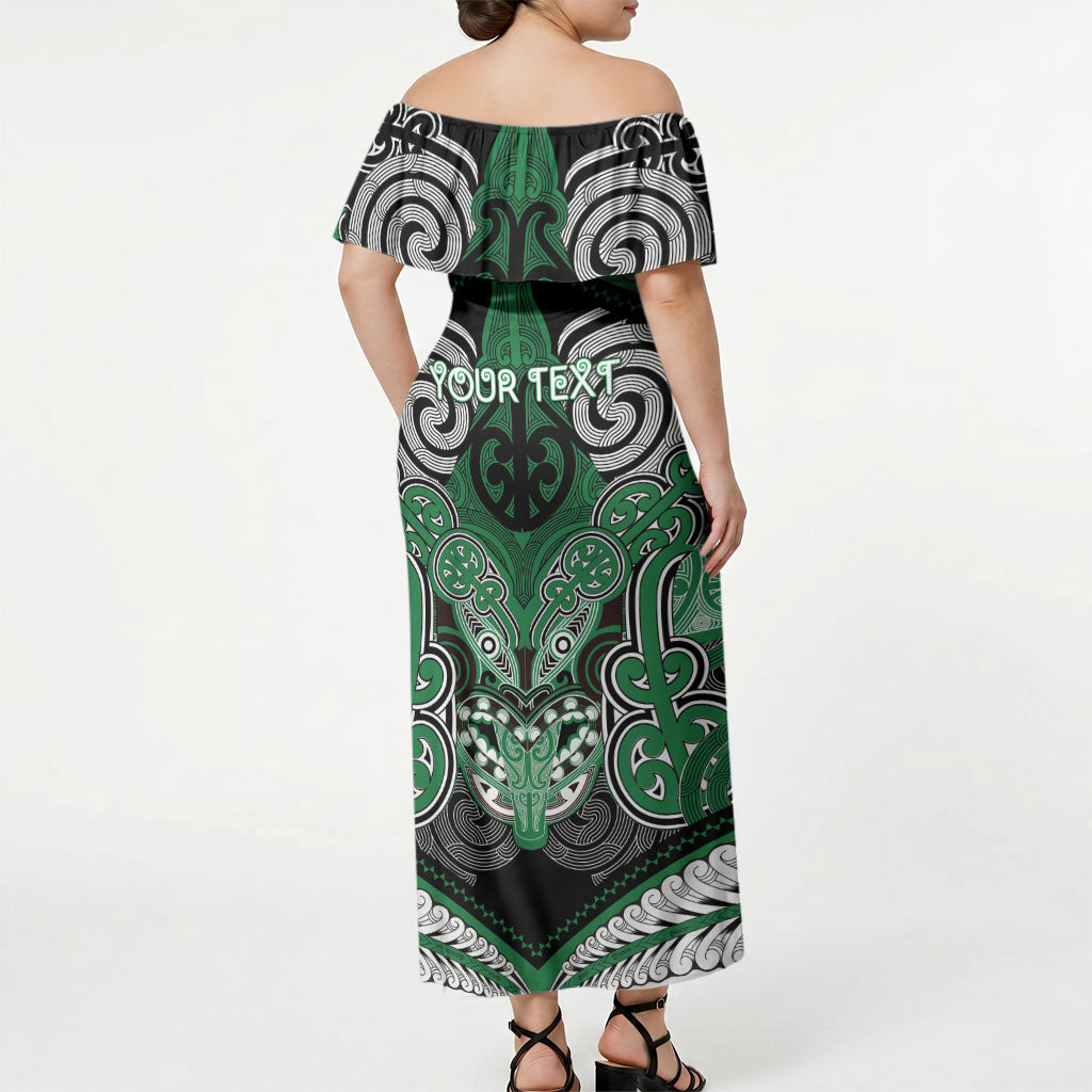 Aotearoa Iwi Ngati Maniapoto Personalised Off Shoulder Maxi Dress Maori Kowhaiwhai Pattern LT19 - Polynesian Pride