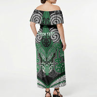 Aotearoa Iwi Ngati Maniapoto Personalised Off Shoulder Maxi Dress Maori Kowhaiwhai Pattern LT19 - Polynesian Pride