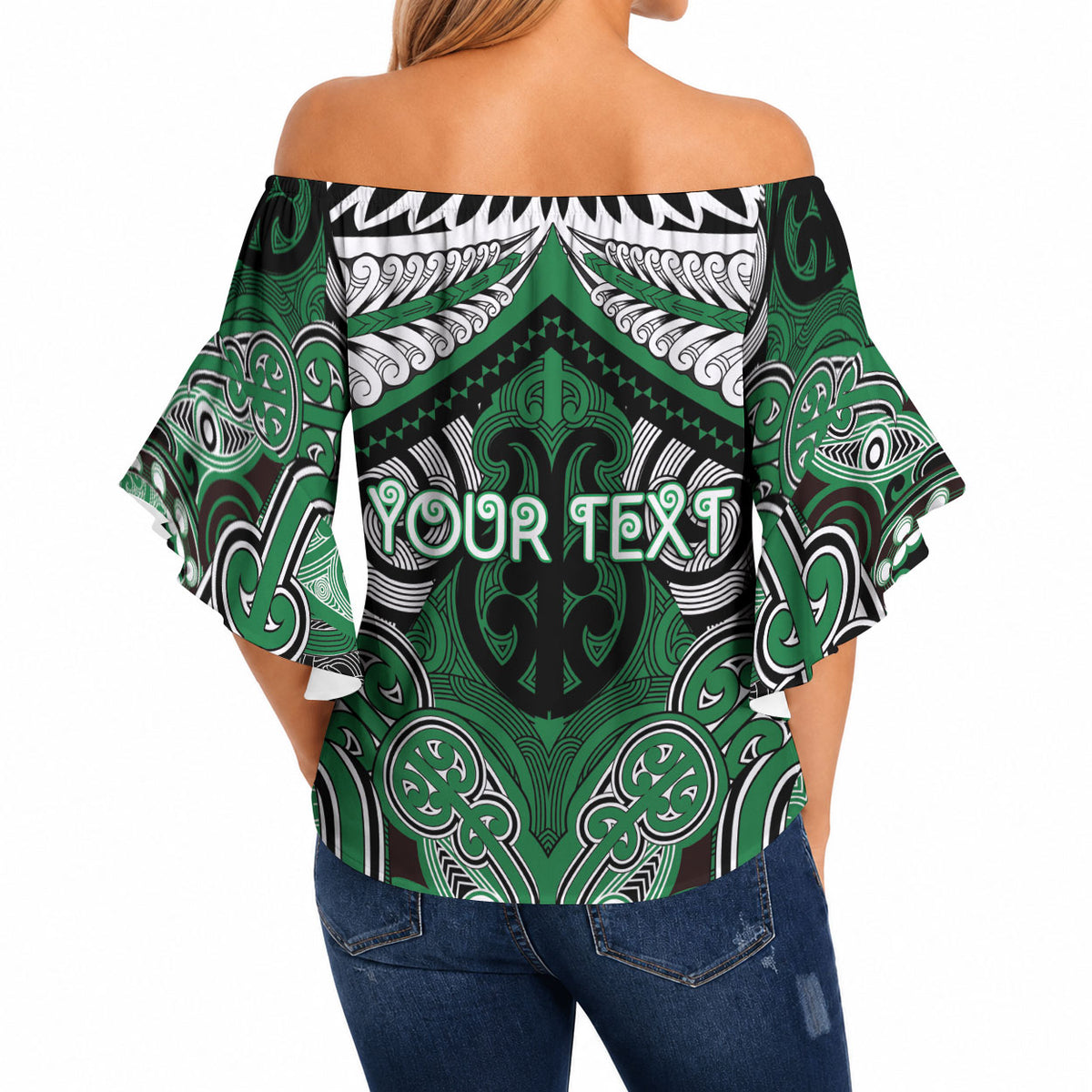 Aotearoa Iwi Ngati Maniapoto Personalised Off Shoulder Wrap Waist Top Maori Kowhaiwhai Pattern LT19 - Polynesian Pride