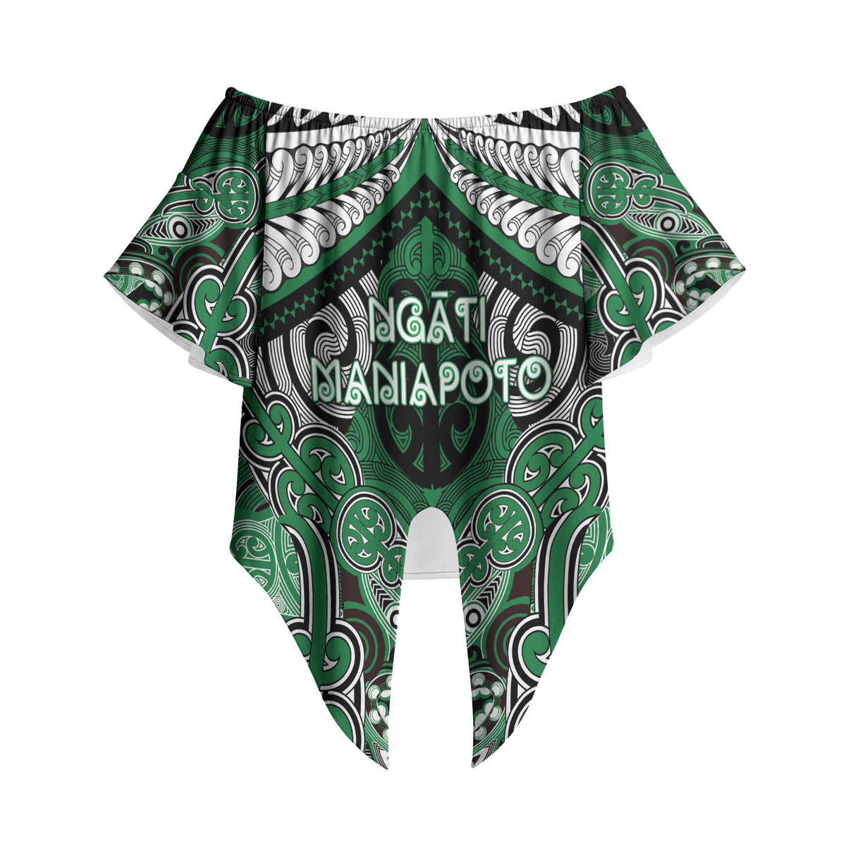 Aotearoa Iwi Ngati Maniapoto Personalised Off Shoulder Wrap Waist Top Maori Kowhaiwhai Pattern LT19 - Polynesian Pride