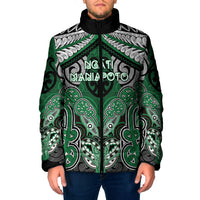 Aotearoa Iwi Ngati Maniapoto Personalised Padded Jacket Maori Kowhaiwhai Pattern LT19 Men Green - Polynesian Pride
