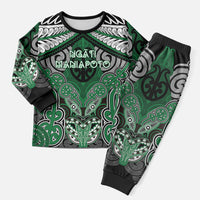 Aotearoa Iwi Ngati Maniapoto Personalised Christmas Pajama Set Maori Kowhaiwhai Pattern LT19 Men Green - Polynesian Pride