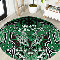 Aotearoa Iwi Ngati Maniapoto Round Carpet Maori Kowhaiwhai Pattern LT19 Green - Polynesian Pride