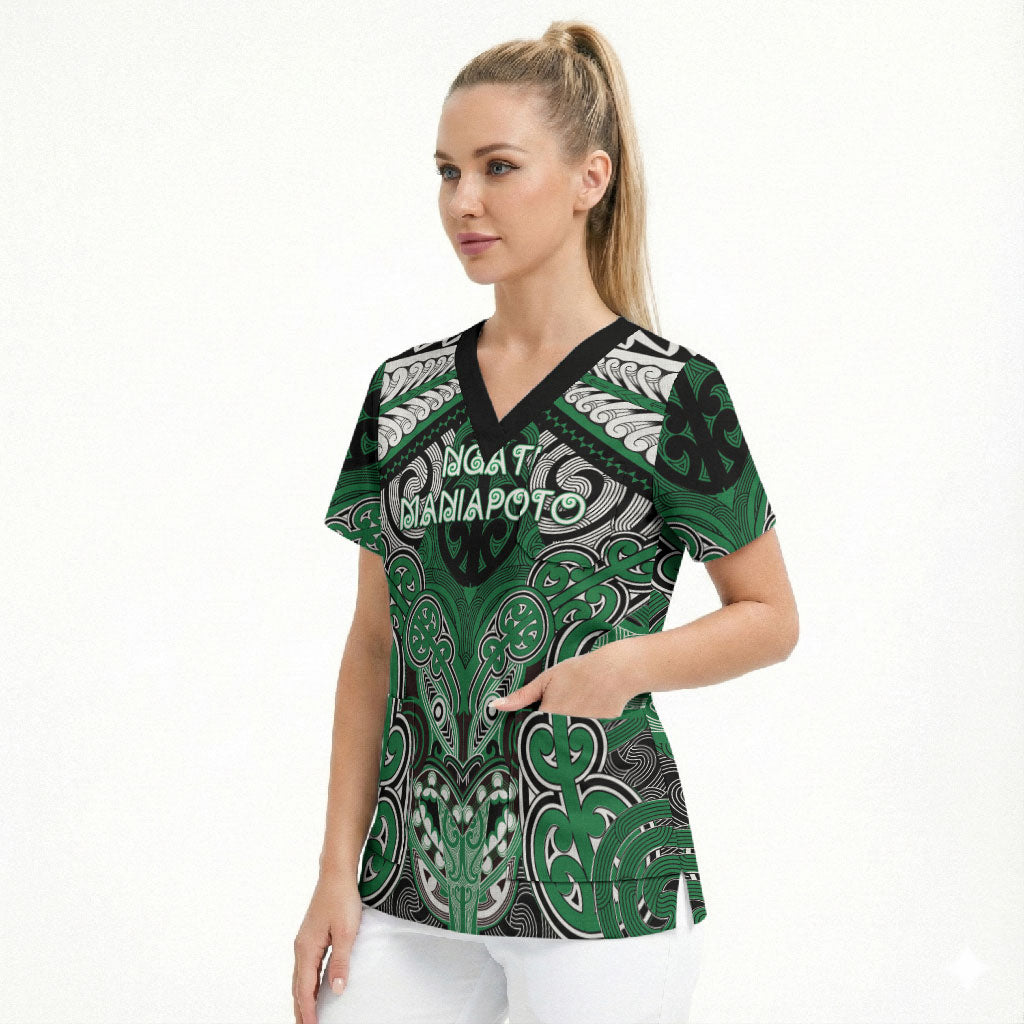 Aotearoa Iwi Ngati Maniapoto Personalised Scrub Top Maori Kowhaiwhai Pattern LT19 - Polynesian Pride