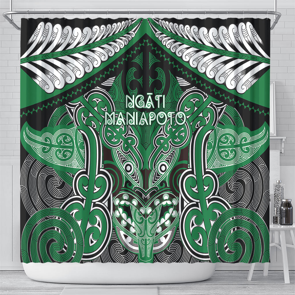 Aotearoa Iwi Ngati Maniapoto Shower Curtain Maori Kowhaiwhai Pattern LT19 - Polynesian Pride