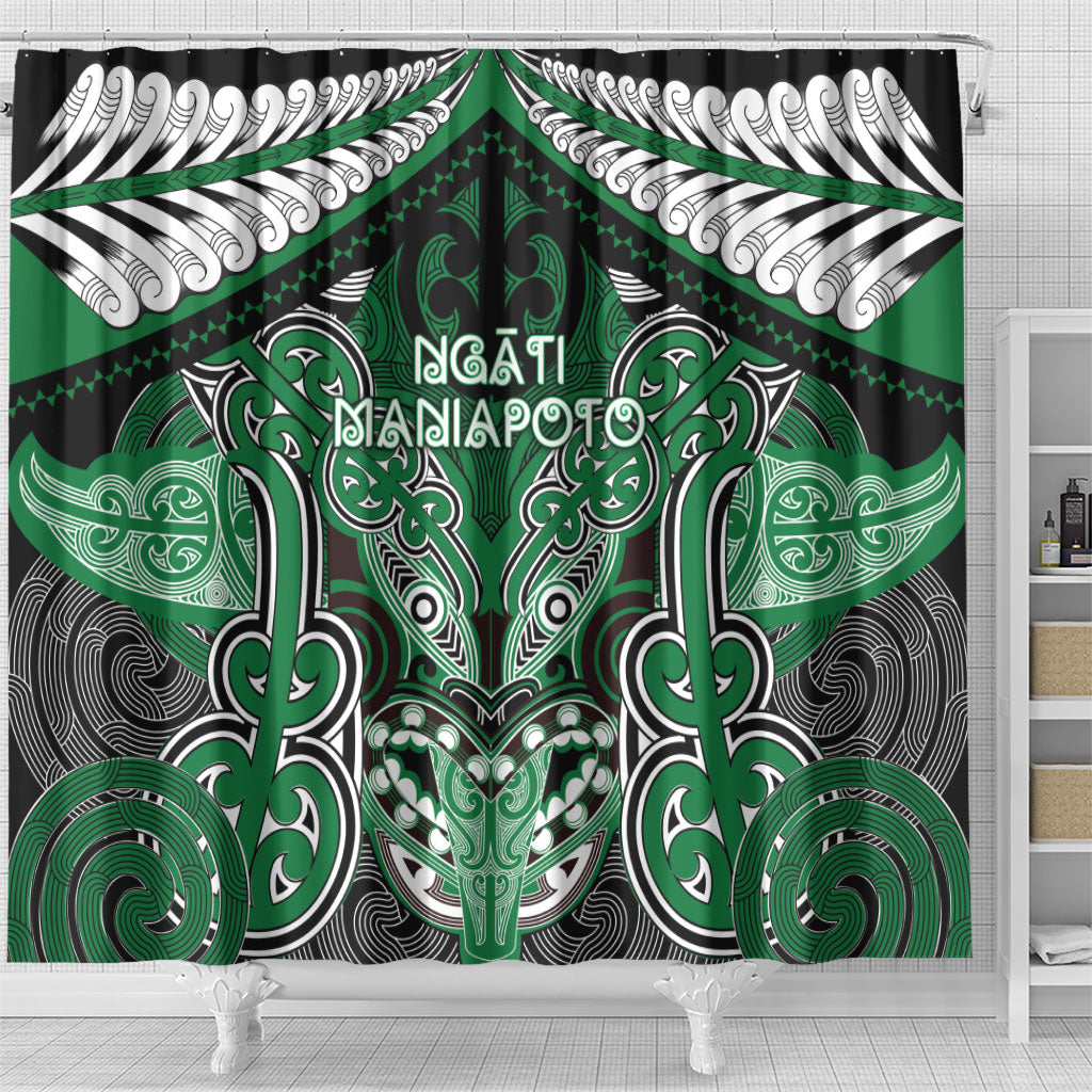 Aotearoa Iwi Ngati Maniapoto Shower Curtain Maori Kowhaiwhai Pattern LT19 - Polynesian Pride