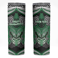 Aotearoa Iwi Ngati Maniapoto Personalised Skinny Tumbler Maori Kowhaiwhai Pattern LT19 Green - Polynesian Pride
