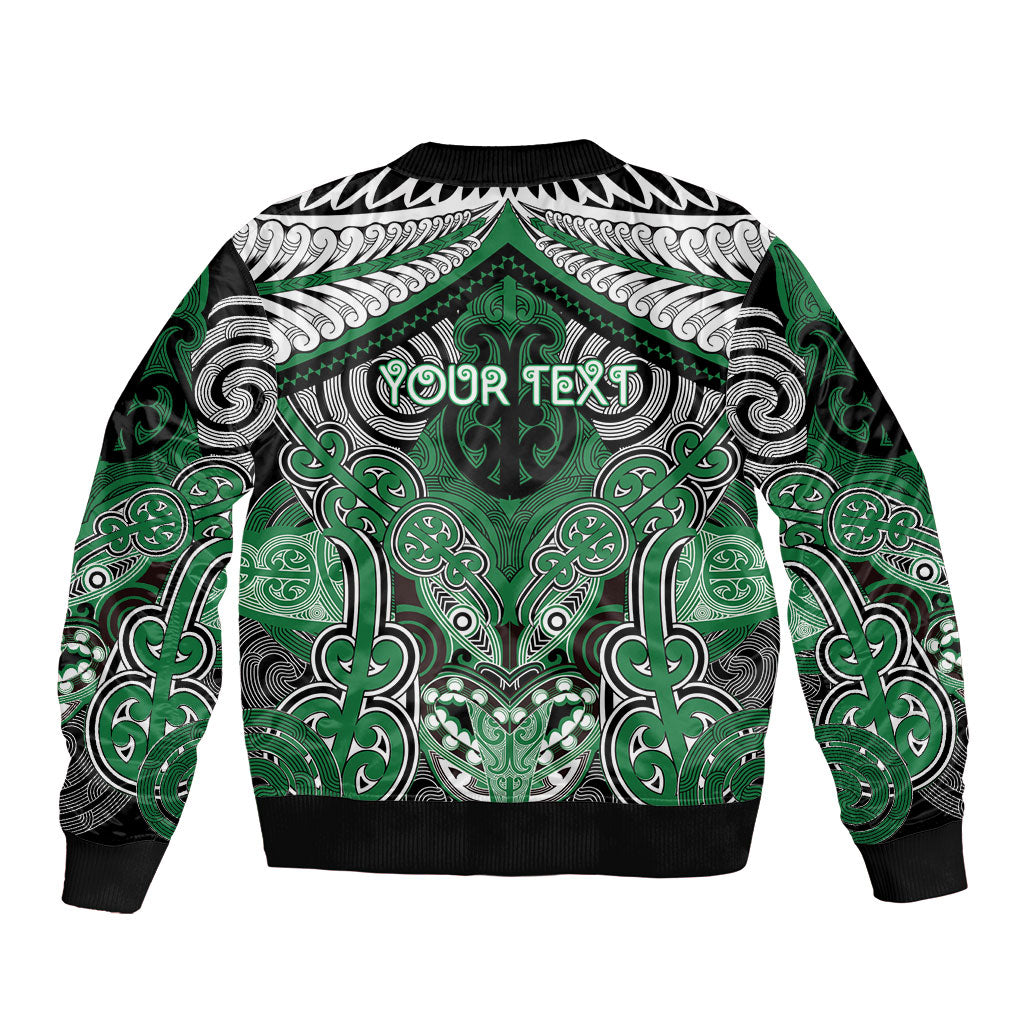 Aotearoa Iwi Ngati Maniapoto Personalised Sleeve Zip Bomber Jacket Maori Kowhaiwhai Pattern LT19 - Polynesian Pride