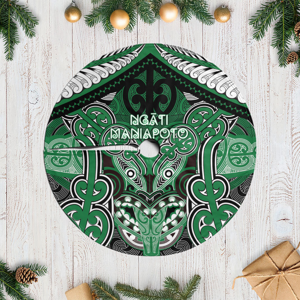 Aotearoa Iwi Ngati Maniapoto Tree Skirt Maori Kowhaiwhai Pattern LT19 Casual Green - Polynesian Pride