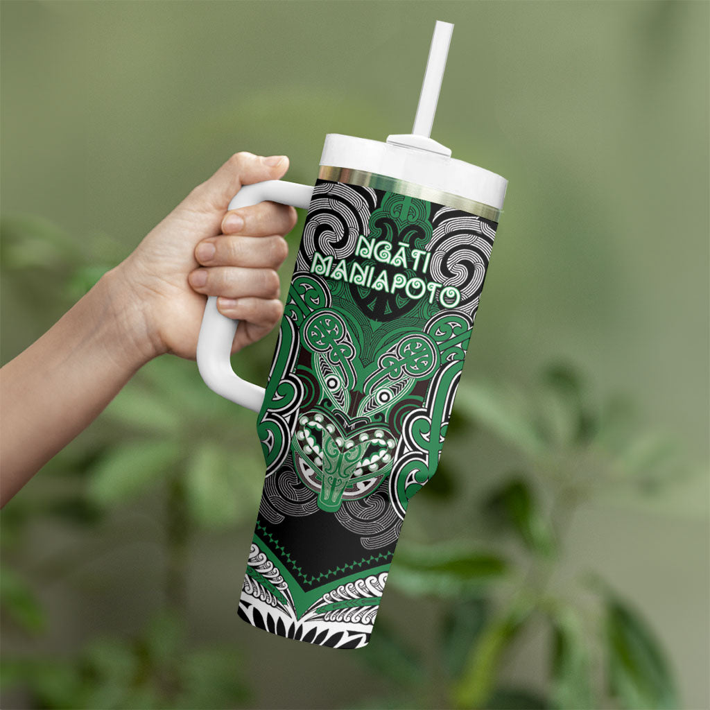 Aotearoa Iwi Ngati Maniapoto Personalised Tumbler With Handle Maori Kowhaiwhai Pattern LT19 - Polynesian Pride