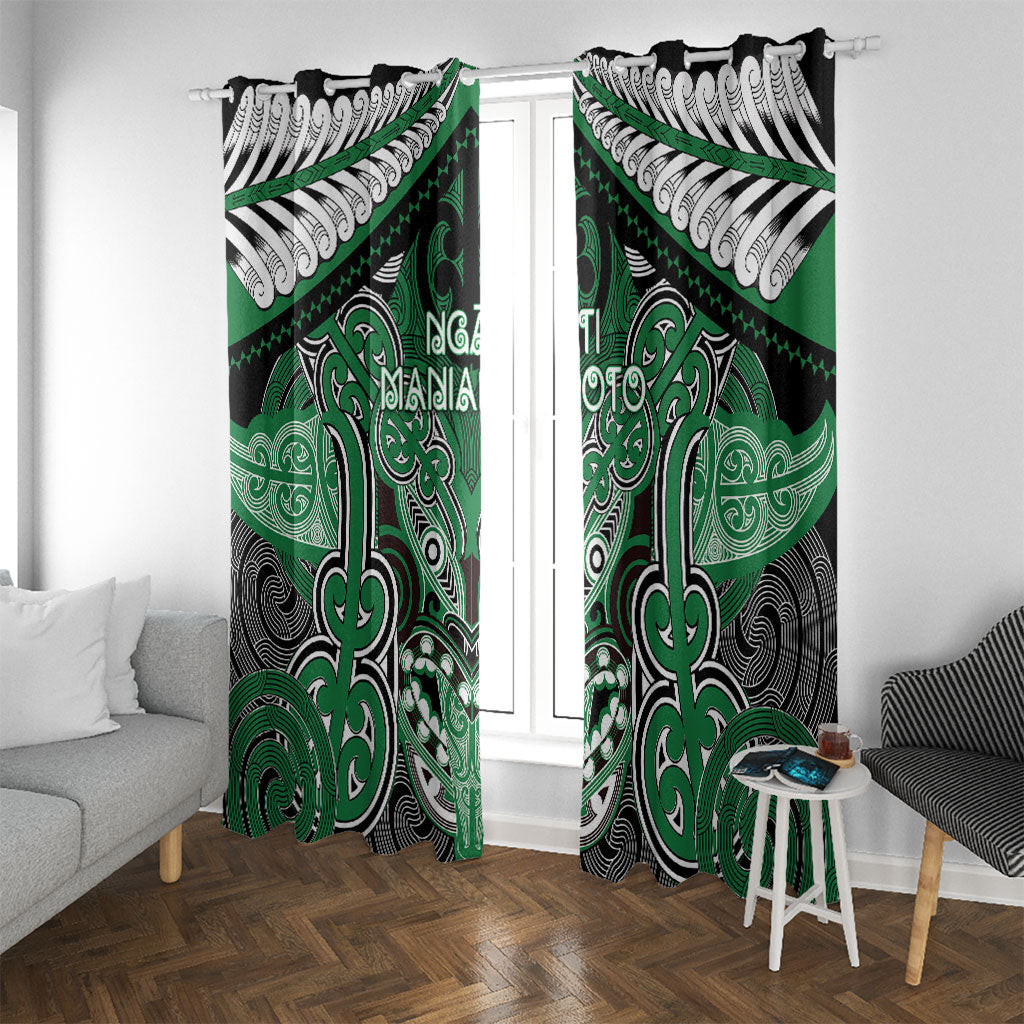 Aotearoa Iwi Ngati Maniapoto Window Curtain Maori Kowhaiwhai Pattern LT19 With Grommets Green - Polynesian Pride