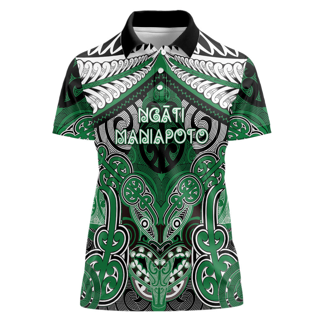 Aotearoa Iwi Ngati Maniapoto Personalised Women Polo Shirt Maori Kowhaiwhai Pattern LT19 Female Green - Polynesian Pride
