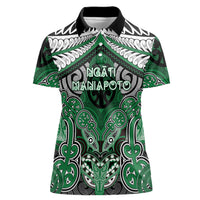 Aotearoa Iwi Ngati Maniapoto Personalised Women Polo Shirt Maori Kowhaiwhai Pattern LT19 Female Green - Polynesian Pride