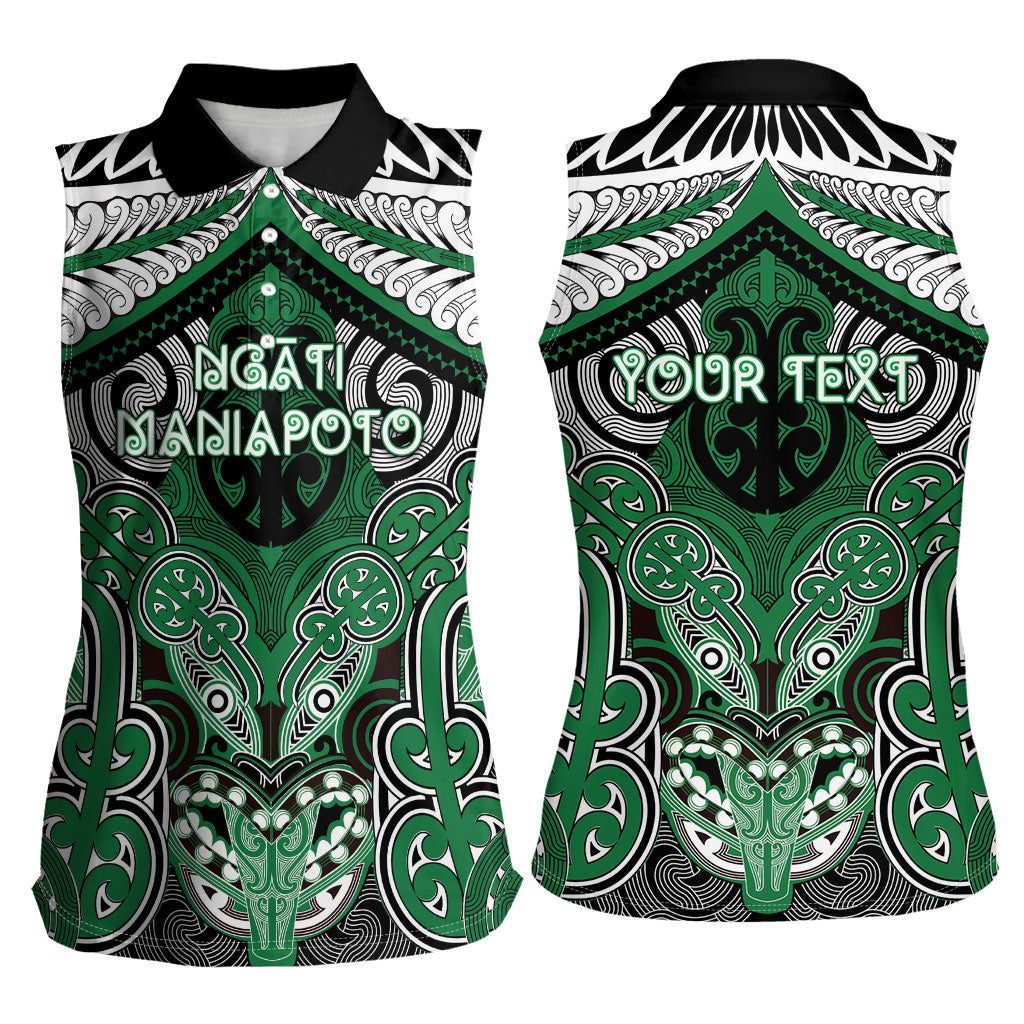 Aotearoa Iwi Ngati Maniapoto Personalised Women Sleeveless Polo Shirt Maori Kowhaiwhai Pattern LT19 - Polynesian Pride