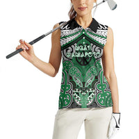 Aotearoa Iwi Ngati Maniapoto Personalised Women Sleeveless Polo Shirt Maori Kowhaiwhai Pattern LT19 - Polynesian Pride