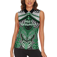 Aotearoa Iwi Ngati Maniapoto Personalised Women Sleeveless Polo Shirt Maori Kowhaiwhai Pattern LT19 - Polynesian Pride