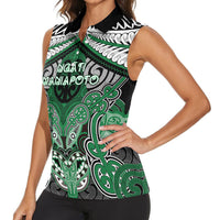 Aotearoa Iwi Ngati Maniapoto Personalised Women Sleeveless Polo Shirt Maori Kowhaiwhai Pattern LT19 - Polynesian Pride