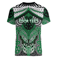 Aotearoa Iwi Ngati Maniapoto Personalised Women V-Neck T-Shirt Maori Kowhaiwhai Pattern LT19 - Polynesian Pride