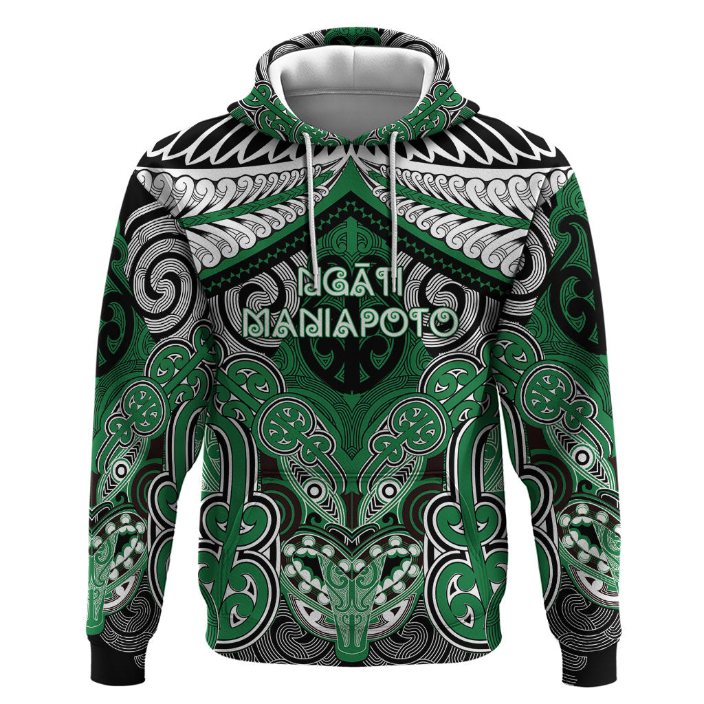 Aotearoa Iwi Ngati Maniapoto Personalised Zip Hoodie Maori Kowhaiwhai Pattern LT19 Pullover Hoodie Green - Polynesian Pride