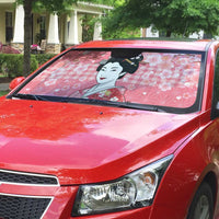 Japanese Geisha Cherry Blossom Auto Sun Shade Pink Palaka Hawaii Pattern Fusion Design