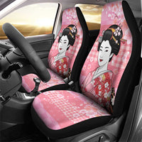 Japanese Geisha Cherry Blossom Car Seat Cover Pink Palaka Hawaii Pattern Fusion Design