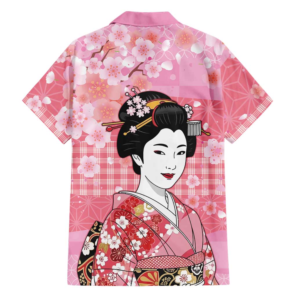 Japanese Geisha Cherry Blossom Family Matching Mermaid Dress and Hawaiian Shirt Pink Palaka Hawaii Pattern Fusion Design LT19 - Polynesian Pride