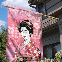 Japanese Geisha Cherry Blossom Garden Flag Pink Palaka Hawaii Pattern Fusion Design