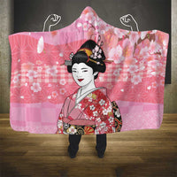 Japanese Geisha Cherry Blossom Hooded Blanket Pink Palaka Hawaii Pattern Fusion Design LT19 - Polynesian Pride