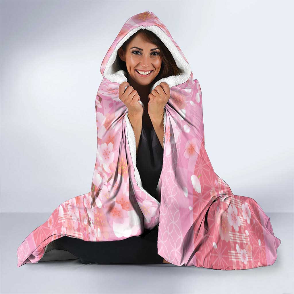 Japanese Geisha Cherry Blossom Hooded Blanket Pink Palaka Hawaii Pattern Fusion Design LT19 - Polynesian Pride