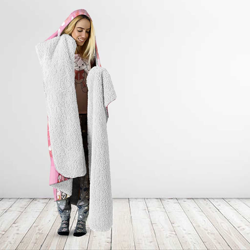 Japanese Geisha Cherry Blossom Hooded Blanket Pink Palaka Hawaii Pattern Fusion Design LT19 - Polynesian Pride