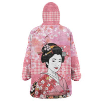 Japanese Geisha Cherry Blossom Wearable Blanket Hoodie Pink Palaka Hawaii Pattern Fusion Design LT19 - Polynesian Pride