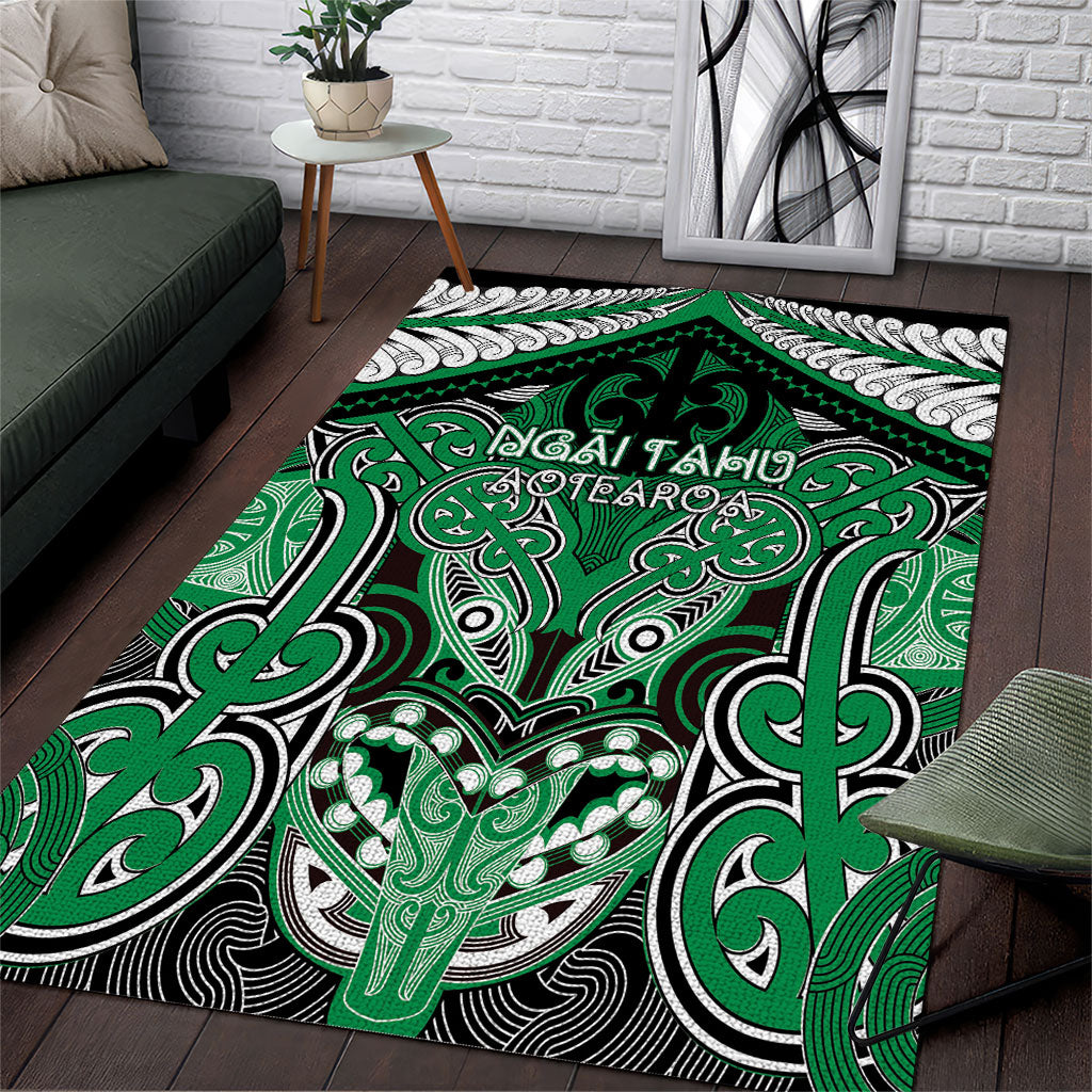 Aotearoa Iwi Ngai Tahu Area Rug Maori Kowhaiwhai Pattern LT19 Green - Polynesian Pride