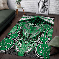 Aotearoa Iwi Ngai Tahu Area Rug Maori Kowhaiwhai Pattern LT19 Green - Polynesian Pride