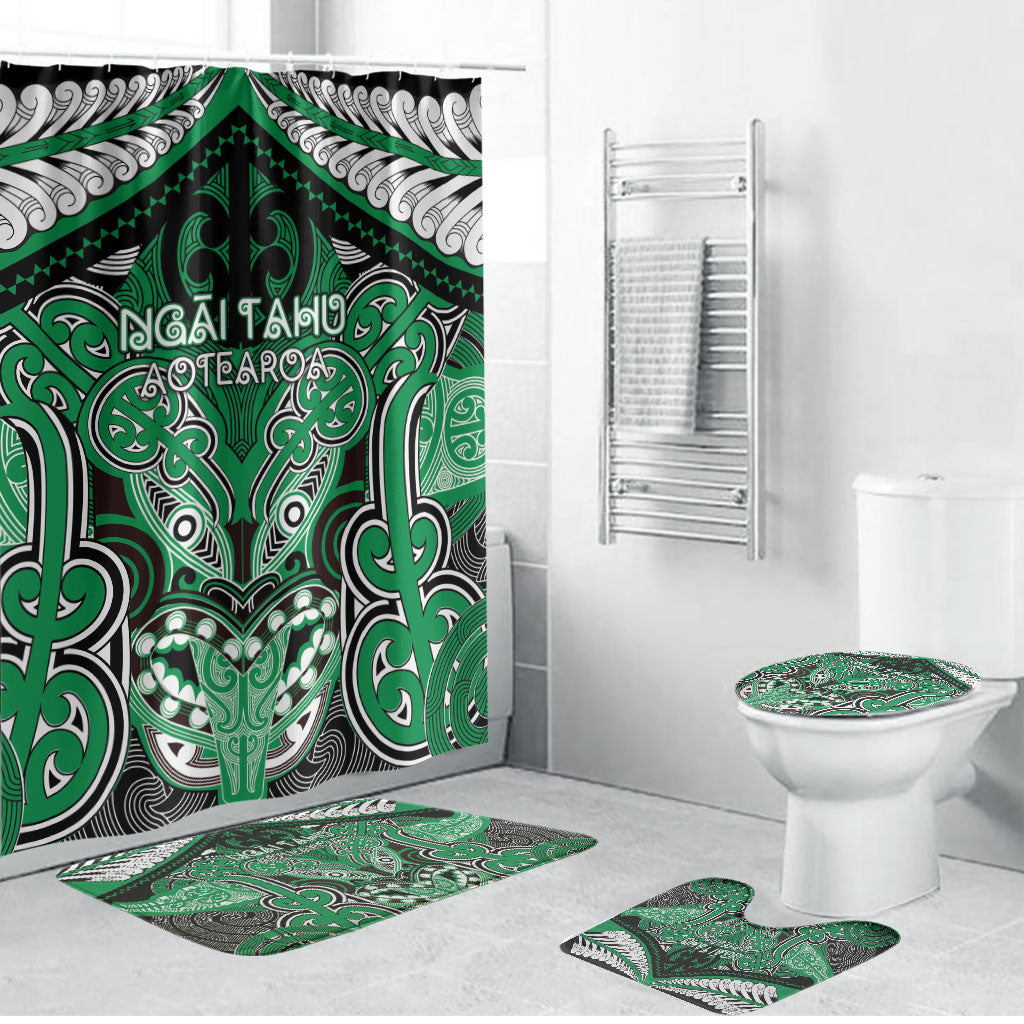 Aotearoa Iwi Ngai Tahu Bathroom Set Maori Kowhaiwhai Pattern LT19 Bathroom Set (4 pcs) Green - Polynesian Pride