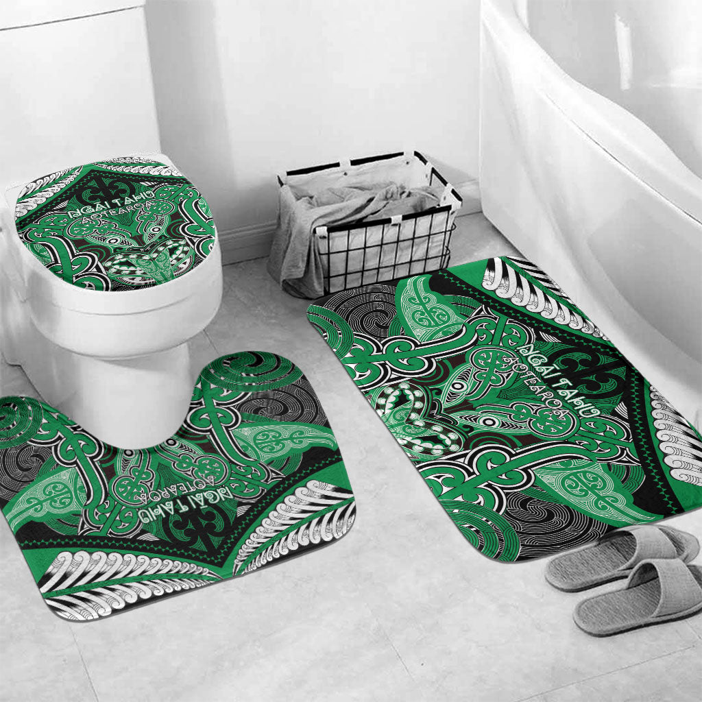 Aotearoa Iwi Ngai Tahu Bathroom Set Maori Kowhaiwhai Pattern LT19 Mat Set Only (3 pcs) One Size Green - Polynesian Pride