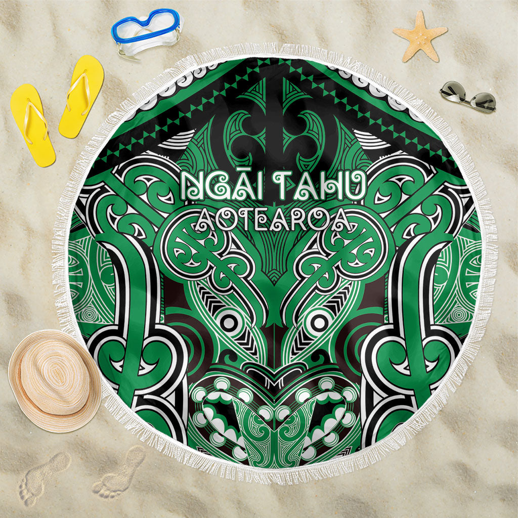 Aotearoa Iwi Ngai Tahu Beach Blanket Maori Kowhaiwhai Pattern LT19 One Size 150cm Green - Polynesian Pride