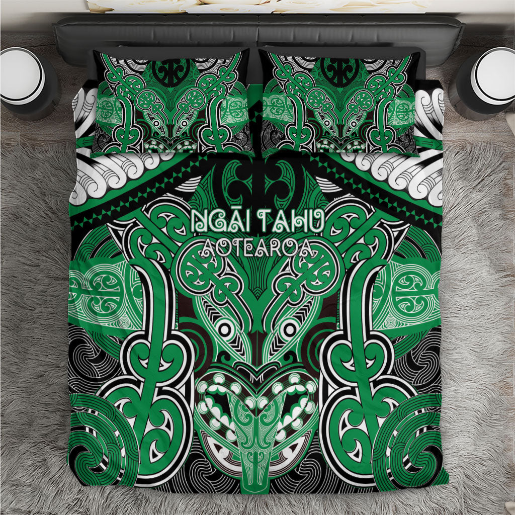 Aotearoa Iwi Ngai Tahu Bedding Set Maori Kowhaiwhai Pattern LT19 Green - Polynesian Pride