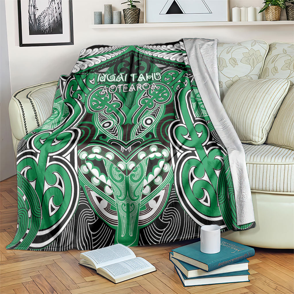 Aotearoa Iwi Ngai Tahu Blanket Maori Kowhaiwhai Pattern LT19 Green - Polynesian Pride