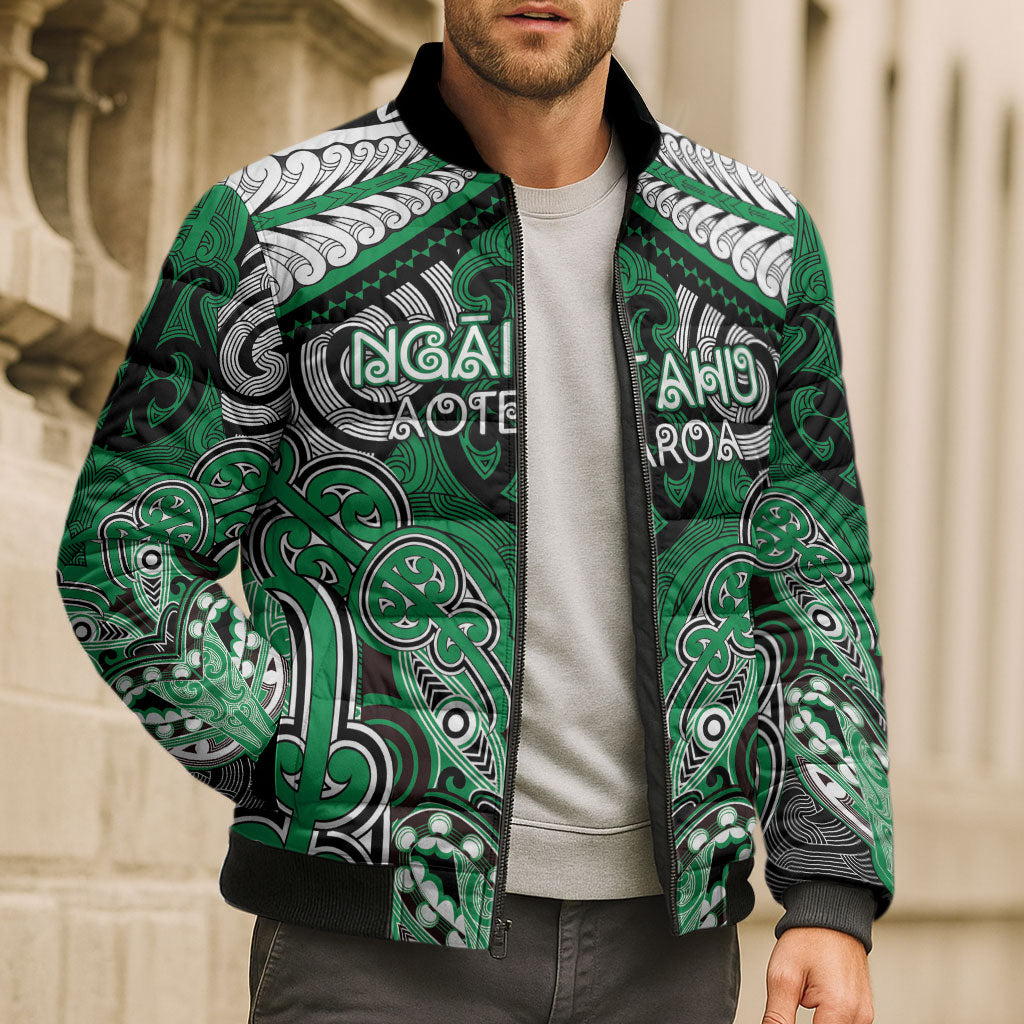 Aotearoa Iwi Ngai Tahu Personalised Bomber Puffer Jacket Maori Kowhaiwhai Pattern LT19 - Polynesian Pride