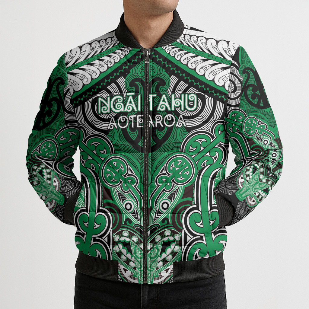 Aotearoa Iwi Ngai Tahu Personalised Bomber Puffer Jacket Maori Kowhaiwhai Pattern LT19 - Polynesian Pride