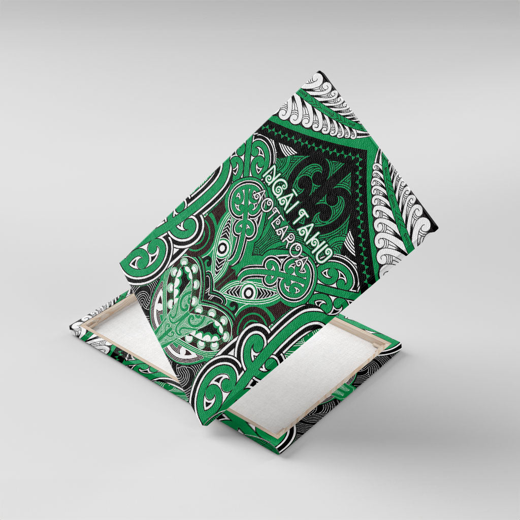 Aotearoa Iwi Ngai Tahu Canvas Wall Art Maori Kowhaiwhai Pattern LT19 With Frame Green - Polynesian Pride