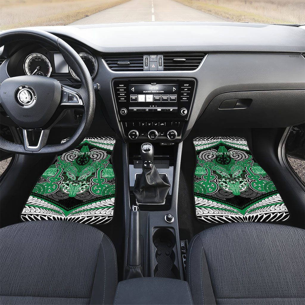 Aotearoa Iwi Ngai Tahu Personalised Car Mats Maori Kowhaiwhai Pattern LT19 Set 2pcs - Front Green - Polynesian Pride
