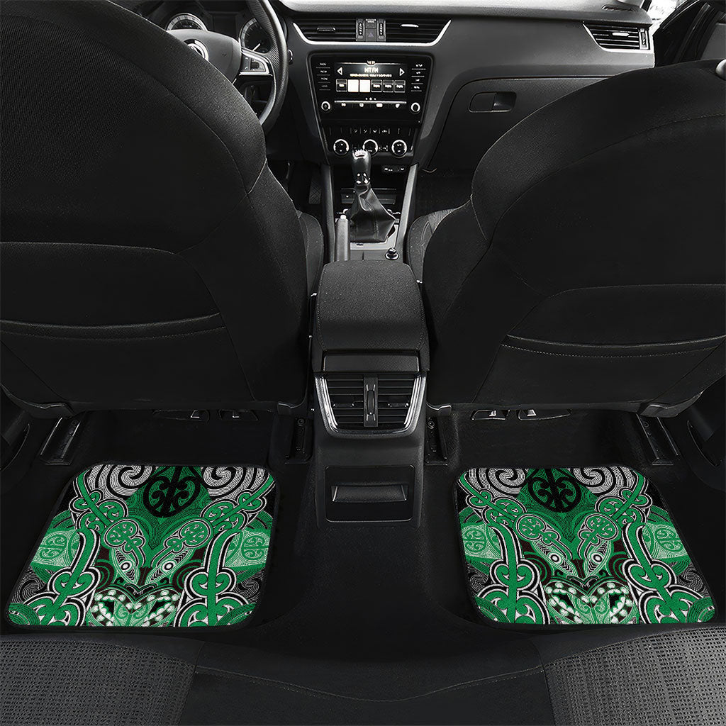 Aotearoa Iwi Ngai Tahu Personalised Car Mats Maori Kowhaiwhai Pattern LT19 Set 2pcs - Back Green - Polynesian Pride